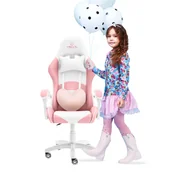 Fotele gamingowe - Fotel Gamingowy dla Dzieci Hell's Chair Rainbow Kids Pink- White różowy - miniaturka - grafika 1