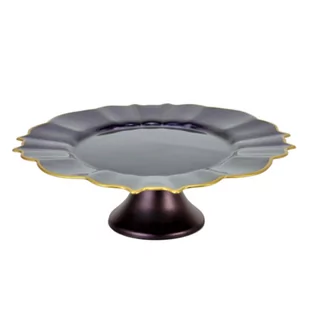Patera na tort szklana 32 cm fioletowa MATHILDA - Tace i patery - miniaturka - grafika 1