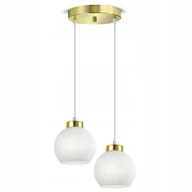 Lampy sufitowe - Lampa Wisząca Sufitowa Żyrandol Złota Szklane Białe Kule Glass EZ2 LED E27 - miniaturka - grafika 1