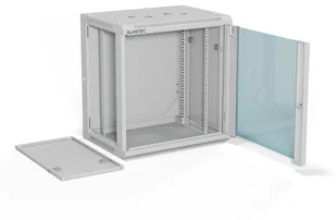 Szafa wisząca 19" 12U 600x450, drzwi szklane jednoskrzydłowe, tył osłona pełna demontowalna, osłony boczne pełne demontowalne zamykane na klucz, 4 belki, kolor szary, ALANTEC SW-12U-600-450-01-SA - Szafy rack - miniaturka - grafika 1