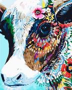 Malowanie po numerach - Artnapi 40x50cm Obraz Do Malowania Po Numerach Na Drewnianej Ramie - Kwiatowa Krowa - miniaturka - grafika 1
