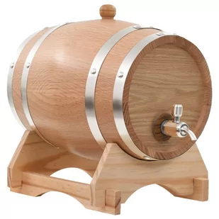 vidaXL Beczka na wino z kranikiem lite drewno dębowe 6 L 50677 - Akcesoria i części AGD - miniaturka - grafika 1
