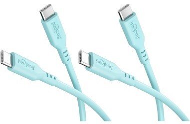 Goobay Zestaw 2 silikonowych kabli USB-C, 1,5 m, turkusowy