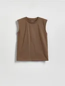 Koszulki dla chłopców - Reserved - Bawełniany t-shirt bez rękawów - brązowy - miniaturka - grafika 1