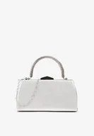 Torebki damskie - Srebrna Torebka Kopertówka z Metalową Rączką i Łańcuszkiem Xilagia - miniaturka - grafika 1