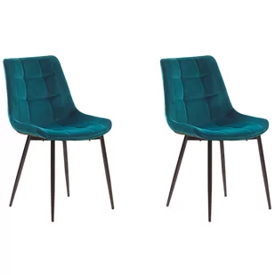 Beliani Zestaw 2 krzeseł do jadalni welurowy niebieski MELROSE - Krzesła - miniaturka - grafika 1