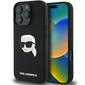 Etui i futerały do telefonów - Etui KARL LAGERFELD Silicone Karl Head Print MagSafe do Apple iPhone 16 Pro Max Czarny - miniaturka - grafika 1