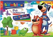 Szkolne artykuły papiernicze - Bambino Blok techniczny A4 10 kolorowych kartek - miniaturka - grafika 1