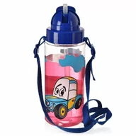 Bidony dla dzieci - Bidon butelka dziecięca zamykana ze słomką i paskiem auto tritan 490 ml kod: O-143775 - miniaturka - grafika 1