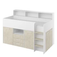 Łóżka dla dzieci i młodzieży - Łóżko Piętrowe Neo Prawe Biały Mat / Granada Migdał MebloCross Granada Migdał, Biały - miniaturka - grafika 1