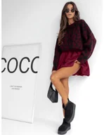 Spódnice - Spódnica mini bombka z szeroką gumą SALUD - bordowa - miniaturka - grafika 1