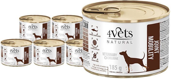 Mokra karma weterynaryjna dla psa z problemami stawów 4Vets Natural Joint Mobility 6 x 185 g