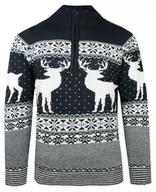 Swetry męskie - Granatowy Sweter Świąteczny, Norweskie Wzory - Brave Soul - miniaturka - grafika 1
