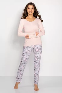 Piżama Margarita Pink-Grey, L - Piżamy damskie - miniaturka - grafika 1