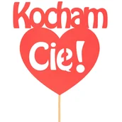 Dekoracje i nakrycia stołu na imprezę - Topper Kocham Cię! Serce Czerwone - miniaturka - grafika 1