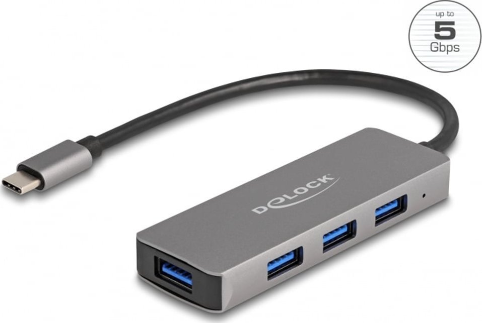 HUB USB Delock DeLOCK 63173 huby i koncentratory USB 3.2 Gen 1 3.1 Gen 1 Type-C 5000 Mbit/s Czarny