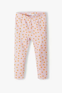 Legginsy - Różowe legginsy dla niemowlaka gładkie w grochy - grafika 1