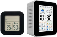Stacje pogodowe - Termometr wewnętrzny i zewnętrzny, bezprzewodowa stacja pogodowa Tuya z 1 czujnikiem, miernikiem wilgotności i temperatury, monitorowaniem prognozy w czasie rzeczywistym, obsługą budzika, datą i godziną - miniaturka - grafika 1