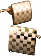 Spinki do mankietów i krawatów - Spinki do mankietów wzór ZŁOTA SZACHOWNICA - miniaturka - grafika 1