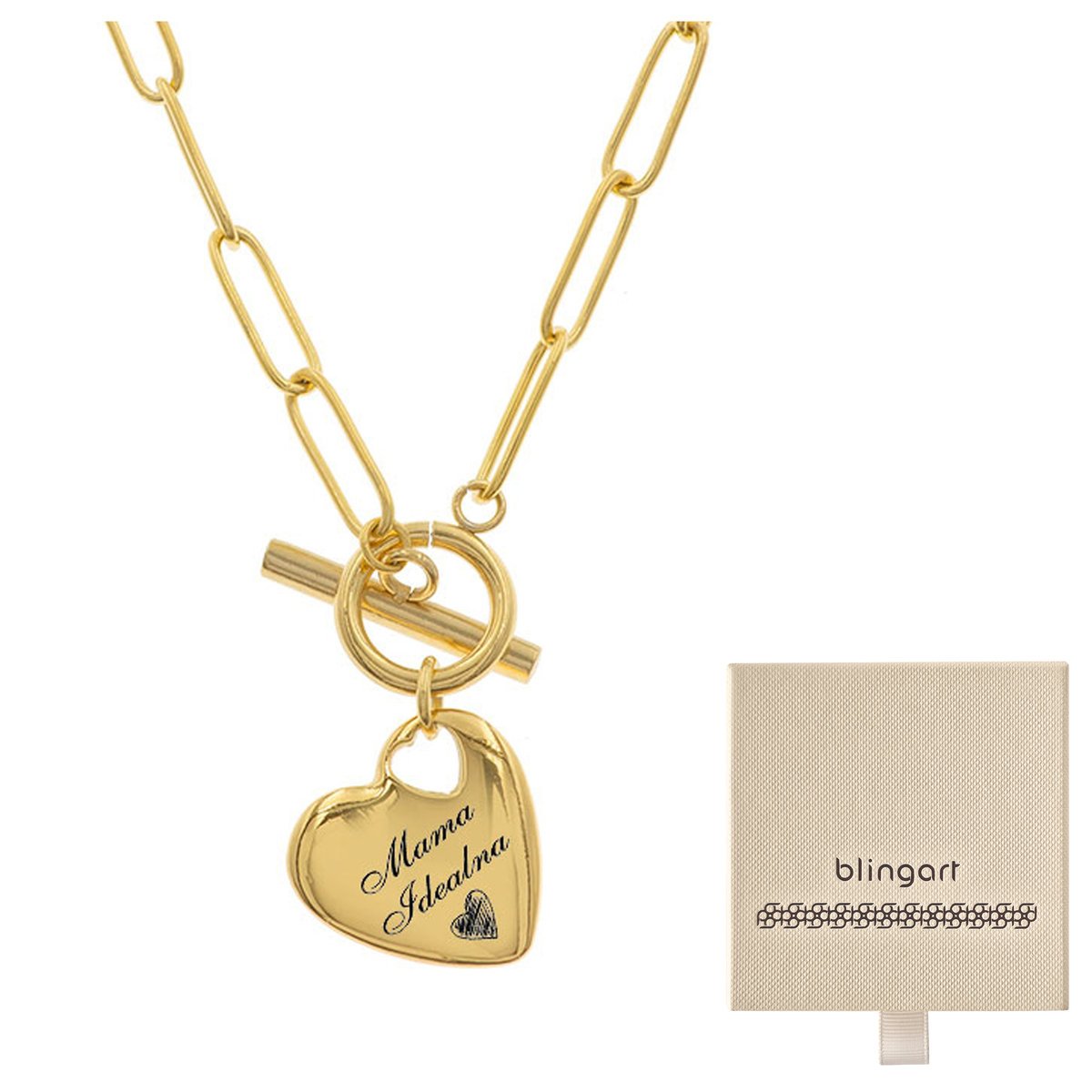 Naszyjnik łańcuszek celebrytka pozłacana STAL 316L