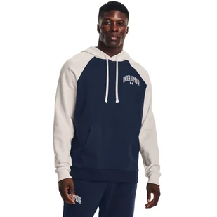 Męska bluza dresowa nierozpinana z kapturem UNDER ARMOUR UA Rival WM Colorblock HD - granatowa - Bluzy sportowe męskie - miniaturka - grafika 1