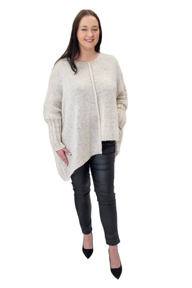 Asymetryczny Sweter Oversize Beżowy UNI