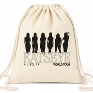 Plecaki worki - Worek EKO Beżowy KATSEYE WORLD TOUR Na Buty Kapcie K-pop Na Prezent Wzory - miniaturka - grafika 1