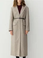 Płaszcze damskie - Reserved - Długi płaszcz z wełną - beżowy - miniaturka - grafika 1