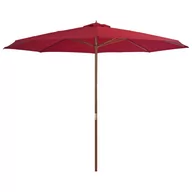 Parasole ogrodowe - vidaXL Parasol ogrodowy na drewnianym słupku, 350 cm, burgundowy - miniaturka - grafika 1