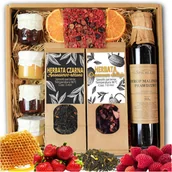 Zestawy upominkowe - Kosz Prezentowy Zestaw Herbat Przetwory Czekolada Prezent Konfitury Miód - miniaturka - grafika 1