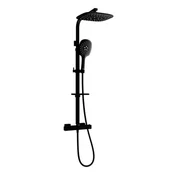 Panele prysznicowe - Mexen CQ22 zestaw prysznicowy natynkowy z deszczownicą i baterią termostatyczną, czarny - 772502295-70 - miniaturka - grafika 1