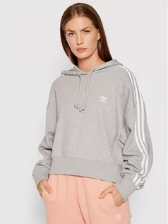 Bluzy damskie - Adidas Bluza adicolor Classics Crop H34615 Szary Relaxed Fit - grafika 1