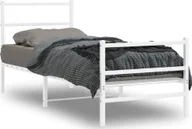 Łóżka - vidaXL Metalowa rama łóżka z wezgłowiem i zanóżkiem, biała, 75x190 cm - miniaturka - grafika 1