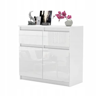 Komoda Ola szafka 80, 2 szuflady nowoczesna pojemna rtv Połysk system - Komody - miniaturka - grafika 1