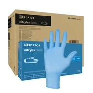 Rękawiczki jednorazowe - Rękawiczki nitrylowe M niebieskie Mercator Nitrylex Classic 100sztuk karton 10op - miniaturka - grafika 1