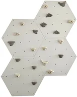 Wyposażenie sportowe i gimnastyczne - Ścianka wspinaczkowa sześciokątna 4x szara płyta + 20 białe/szare uchwyty - miniaturka - grafika 1