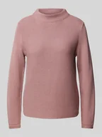 Swetry damskie - Sweter o kroju slim fit z dzianiny z wysokiej jakości bawełny z drobnym ściegiem lewym - miniaturka - grafika 1