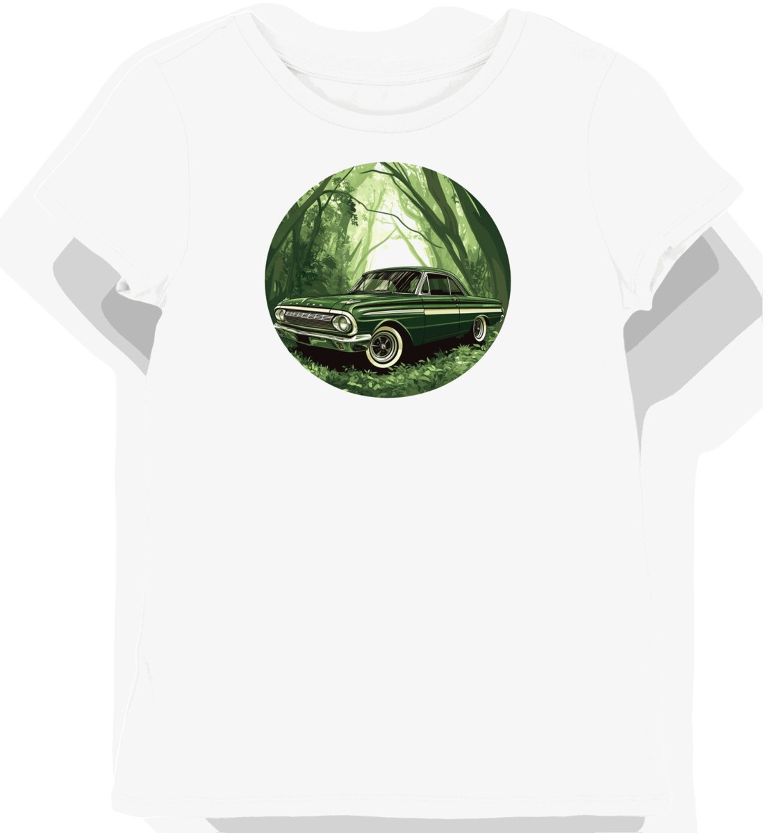 Koszulka damska biała z Artystycznym Motywem Klasycznego Samochodu XS