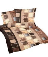 Pościel - Pościel z kory 200x220 beżowa brązowa kwadraty Kora - miniaturka - grafika 1