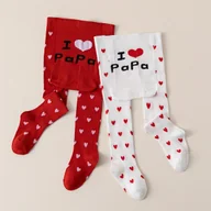 Rajstopy dziecięce - TEMU 2 Pary Dziecięcych Rajstop z Dekoracją Serduszek "Kocham Tatusia", Słodki Styl, Wygodne i Uniwersalne, Idealne na Różne Okazje - Zestaw - miniaturka - grafika 1