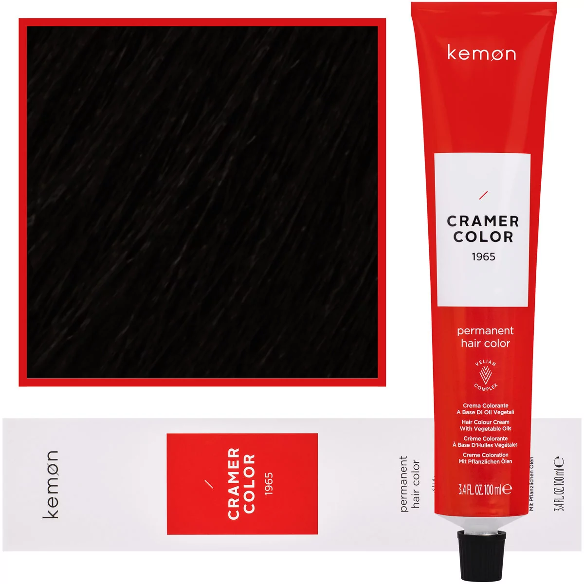 Kemon, Cramer Color 100ml kremowa farba do włosów z olejkami roślinnymi 3,21 Ciemny Beżowy Popielaty Brąz