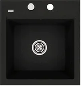 Zlewozmywaki - Zlewozmywak granitowy Kernau KGSM 45 1B Deep Black + Gold Metallic - miniaturka - grafika 1