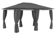 Altany ogrodowe - Antracytowa altana ogrodowa z zasłonami A2-N34 - miniaturka - grafika 1