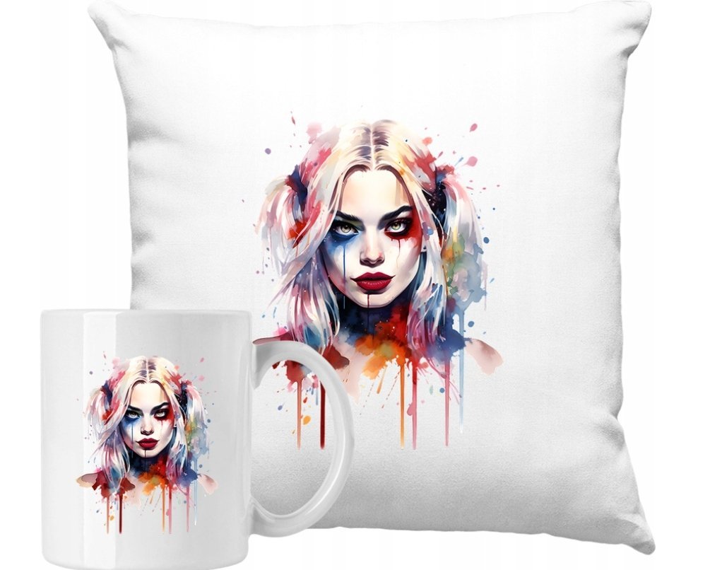 ZESTAW PODUSZKA + KUBEK Harley Quinn Marvel Pomysł Na Prezent + IMIĘ #2