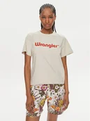 Koszulki i topy damskie - Wrangler T-Shirt 112350305 Écru Regular Fit - miniaturka - grafika 1