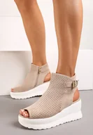 Sandały damskie - Beżowe Sandały Loraeleh - miniaturka - grafika 1