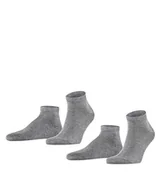 Skarpetki damskie - FALKE Mężczyźni Skarpety do trampek Happy 2-Pack M SN Bawełna krótkie jednokolorowe 2 Pak, Szary (Light Grey Melange 3390), 47-50 - miniaturka - grafika 1