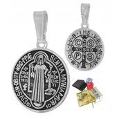Dewocjonalia - Srebrny Medalik Św. Benedykt Zawieszka Pr. 925 Wisiorek Ochronny Mały - miniaturka - grafika 1
