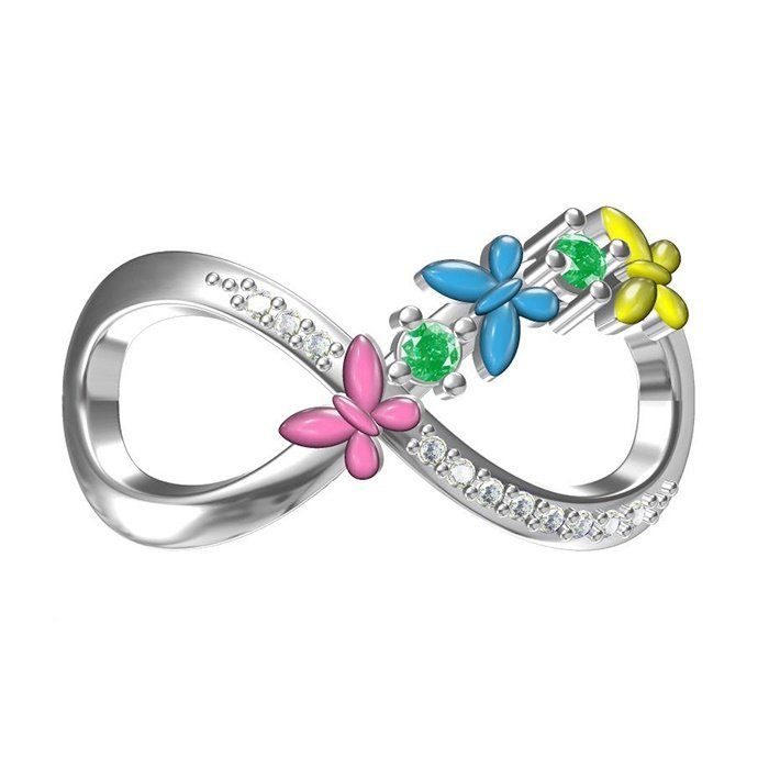 Zawieszka Charms SREBRO 925 Koralik Znak Nieskończoności z Motylami