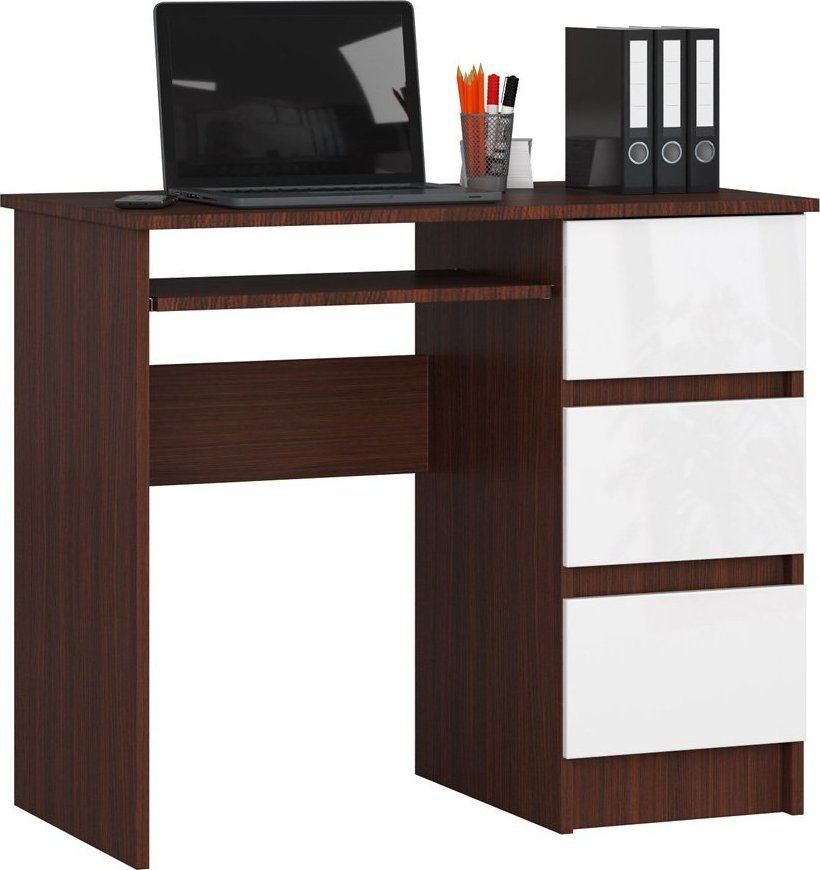 Elior Komputerowe biurko z szufladami wenge + biały - Miren 4X
